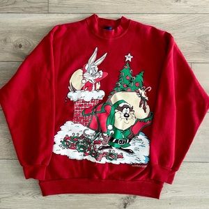 Vintage Looney Tunes Bugs Bunny Christmas Crewneck Sweatshirt